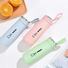 Nice Bottle | 400ml Mini Flask Glass Water Bottle with Vacuum Insulation | Temperature Resistant | Random Colors