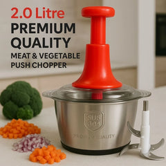 2L Manual Food Chopper | Stainless Steel Bowl & 4 Sharp Blades