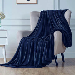 NAVY MICROFIBER PLUSH BLANKET