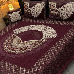 Velvet Bed Sheet Brown H-3389