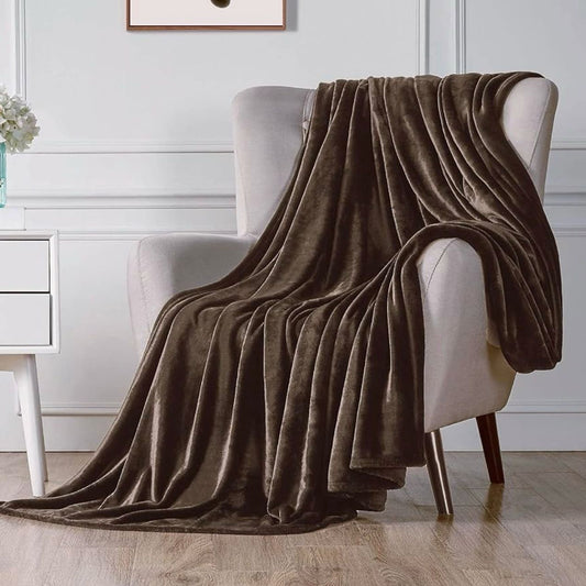 BROWN MICROFIBER PLUSH BLANKET
