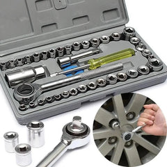 40pcs Aiwa Socket Wrench Tool Kit | Durable Stainless Steel Multi-Purpose Repair Set
