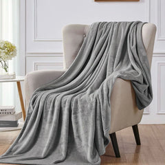 GREY MICROFIBER PLUSH BLANKET