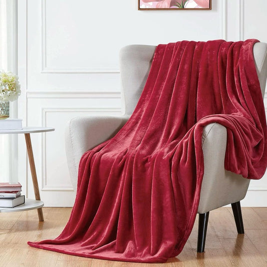 RED MICROFIBER PLUSH BLANKET