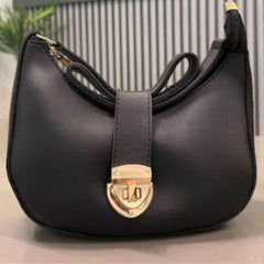Crescent Leather Luxury Shoulder Bag for Women | Black