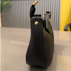 Crescent Leather Luxury Shoulder Bag for Women | Black
