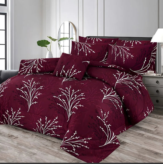 RED DECON KING COMFORTER SET – 7 PCS