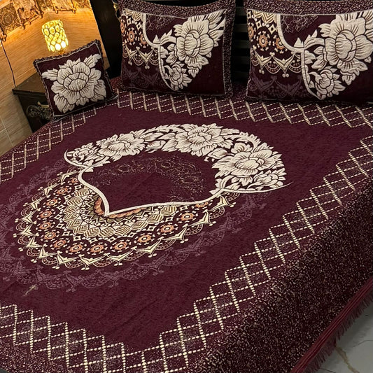 Velvet Bed Sheet Brown H-3389