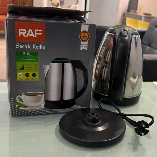 RAF KT-200 Automatic Electric Kettle 2 Liter Stainless Steel Cordless 1500W with Overheat Protection
