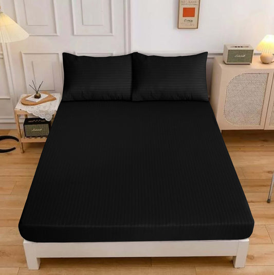 LUXURY SOLID STRIPES FITTED SHEET