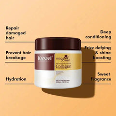Karseell Collagen Deep Repair Hair Mask 500ml | Argan Oil & Collagen for Smooth, Shiny Hair