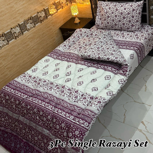 WINTER SINGLE RAZAI SET – 3 PCS  (500 GSM Heavy Filling)