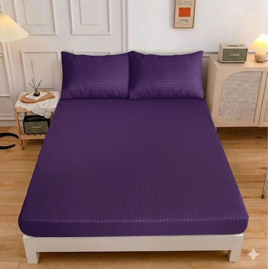LUXURY SOLID STRIPES FITTED SHEET