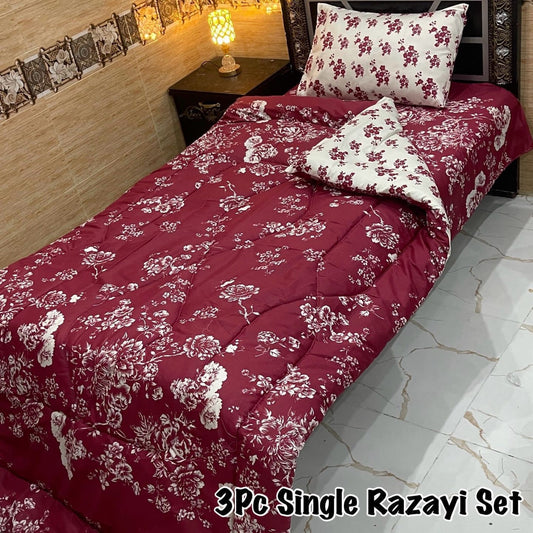 WINTER SINGLE RAZAI SET – 3 PCS  (500 GSM Heavy Filling)
