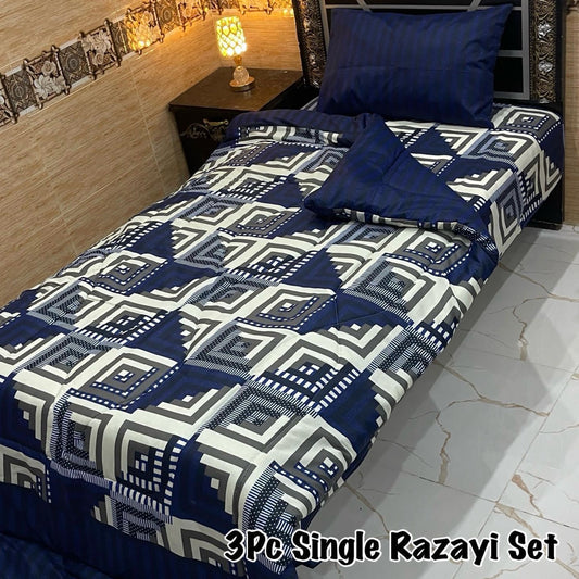 WINTER SINGLE RAZAI SET – 3 PCS  (500 GSM Heavy Filling)