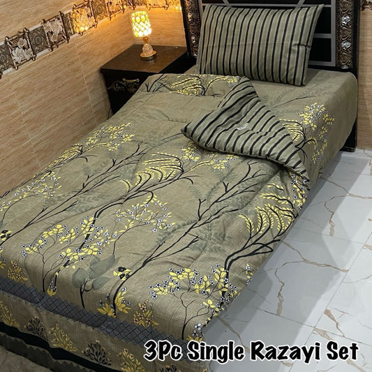 WINTER SINGLE RAZAI SET – 3 PCS  (500 GSM Heavy Filling)