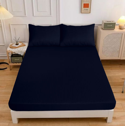 LUXURY SOLID STRIPES FITTED SHEET