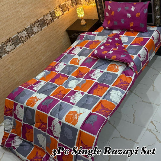 WINTER SINGLE RAZAI SET – 3 PCS  (Heavy Filling)