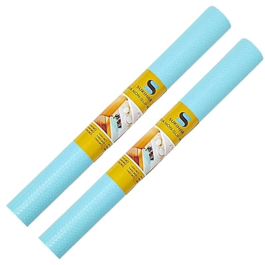 Anti-Slip Fridge & Shelf Mat | Waterproof Washable Liner for Kitchen Drawers Cabinets | Light Blue