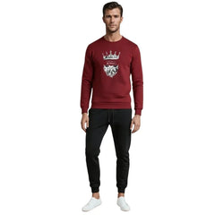 KING Printed Maroon Tracksuit Sweatshirt & Trouser | Warm & Comfortable Winter Wear | Medium