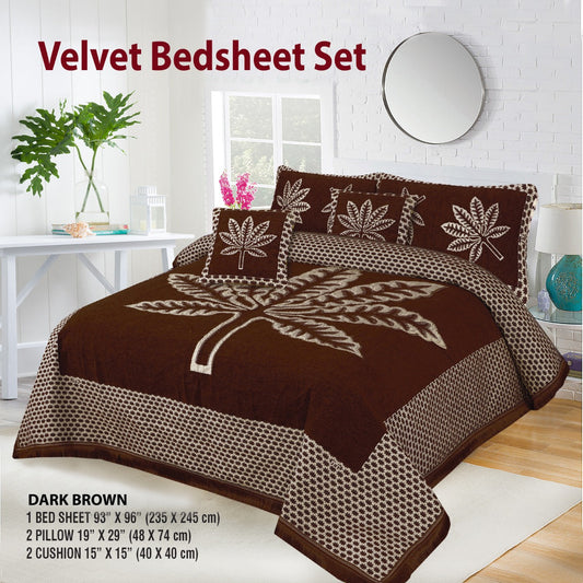 Velvet Bed Sheet F-119 DARK BROWN