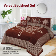 Velvet Bed Sheet F-117 LIGHT BROWN