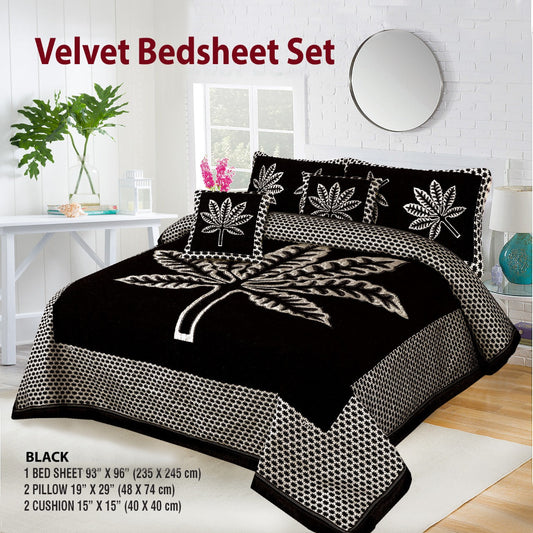 Velvet Bed Sheet F-121 BLACK