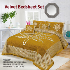 Velvet Bed Sheet F-173 YELLOW