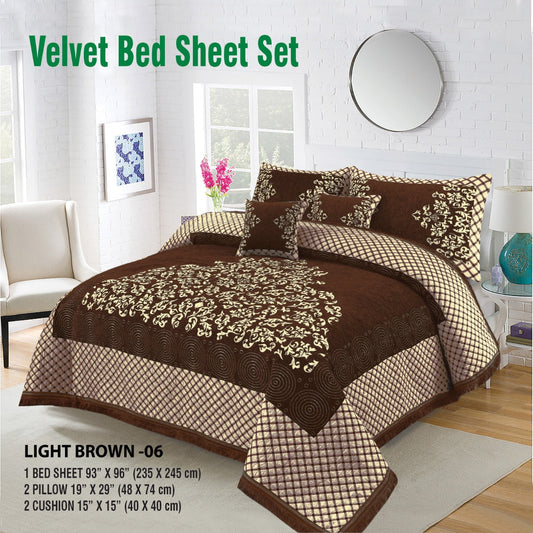 Velvet Bed Sheet F-117 LIGHT BROWN