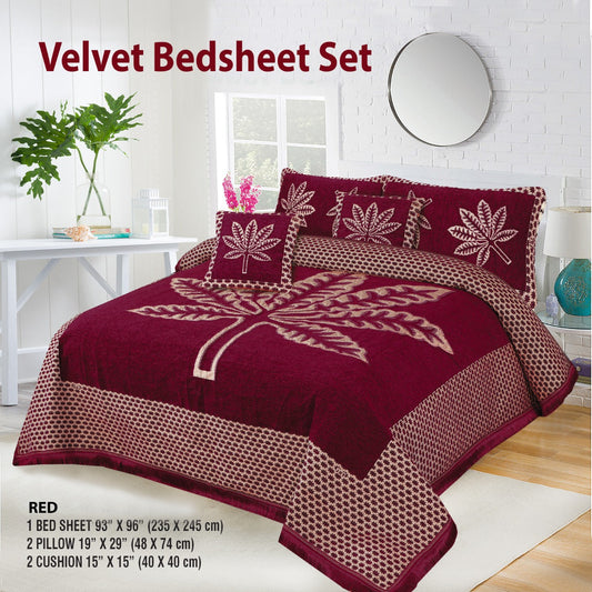 Velvet Bed Sheet F-120 RED