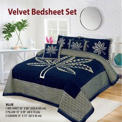 Velvet Bed Sheet F-124 BLUE