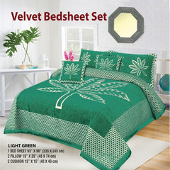 Velvet Bed Sheet F-123 LIGHT GREEN