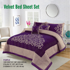 Velvet Bed Sheet S-114 PURPLE