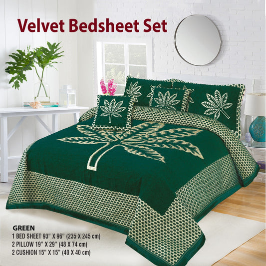 Velvet Bed Sheet F-118 GREEN