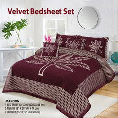 Velvet Bed Sheet F-122 MAHROON