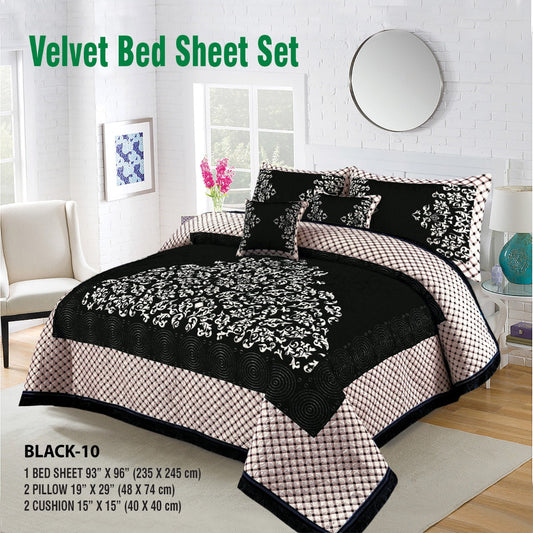 Velvet Bed Sheet S-109 BLACK