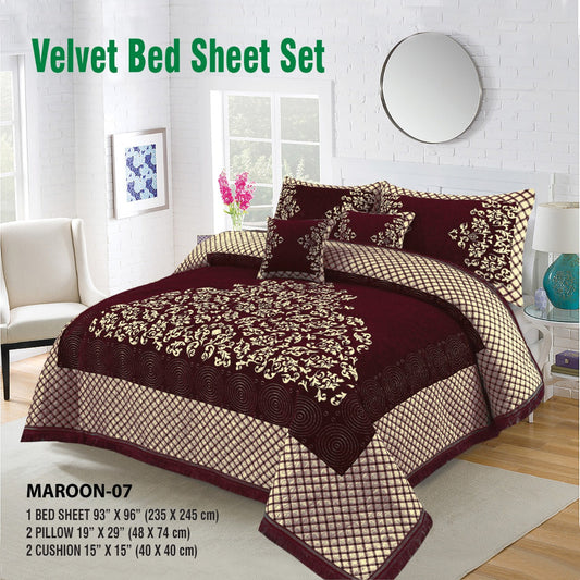 Velvet Bed Sheet Maroon-07