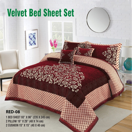 Velvet Bed Sheet S-112 RED