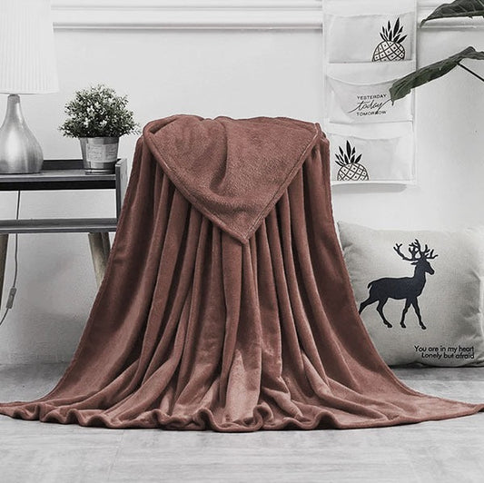 BROWN MICROFIBER PLUSH BLANKET