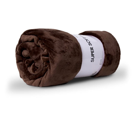 BROWN MICROFIBER PLUSH BLANKET