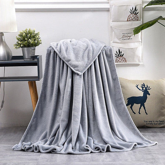 GREY MICROFIBER PLUSH BLANKET