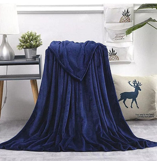 BLUE MICROFIBER PLUSH BLANKET