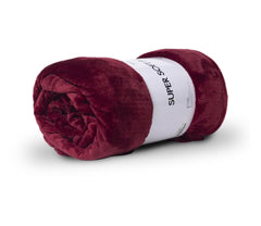 MAROON MICROFIBER PLUSH BLANKET